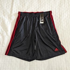 Men's Adidas Climalite Shorts. Black with red. Size Large